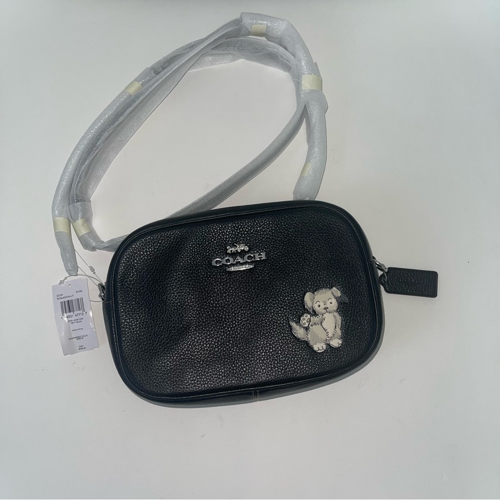 Coach Jamie Camera Bag With Happy Dog In Silver & Black Multi Color- New W/ Tag - Picture 3 of 16